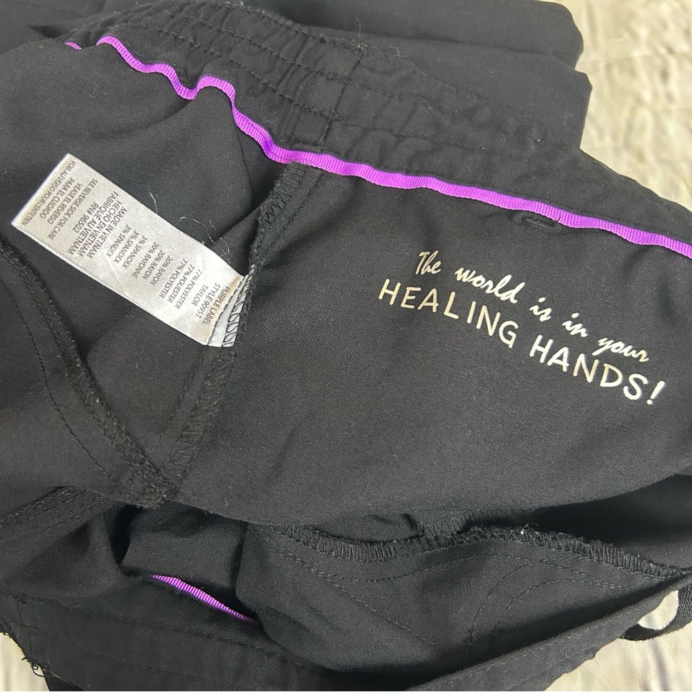 4/$25 Healing hands black scrub pants Taylor LT - Picture 7 of 12